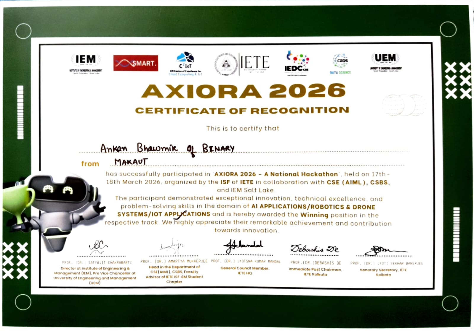 AXIORA 2026 Certificate